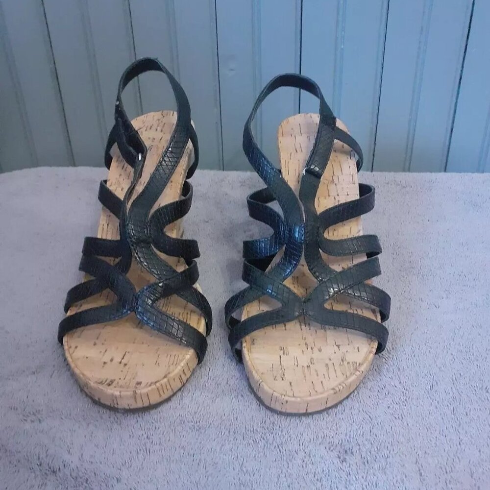 Aerosoles Womans Black 4" Wedge Heel Sandals